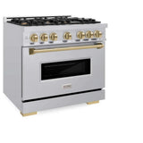 ZLINE 36" Dual Fuel Range, Gas Cooktop, Electric Convection Oven Stainless Steel, Champagne Bronze CDRZ-36-CB