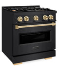ZLINE 30" Classic Gas Range, Convection Gas Oven Black Stainless Steel, Gold CGRBZ-30-G
