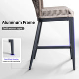 PURPLE LEAF Outdoor Bar Stool Set of 6, Wicker Chairs Bar Chairs with Cushion, All-Weather Patio Furniture kitchen stools