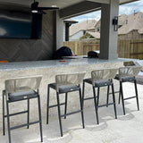 PURPLE LEAF Outdoor Bar Stool Set of 6, Wicker Chairs Bar Chairs with Cushion, All-Weather Patio Furniture kitchen stools