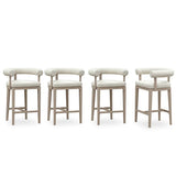 PURPLE LEAF Outdoor Bar Stools Set of 2 Modern Olefin Upholstered Barstools with Back and Armrest Bar Chairs for Garden Kitchen Island
