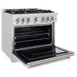 ZLINE 36" Dual Fuel Range, Gas Cooktop, Electric Convection Oven DuraSnow® Stainless Steel, CDRS-36
