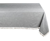 Gray Striped Tablecloth with Tassel