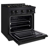ZLINE 30" Select Dual Fuel Range Gas Cooktop Electric Convection Oven Black Stainless Steel Brass Burners HDRB-BR-30