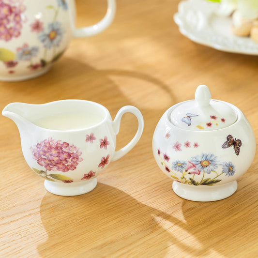 Grace Teaware Hydrangea Butterfly Sugar & Creamer Set