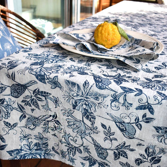 French Home Honeysuckle 59" X 118" Tablecloth - Indigo