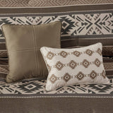 Wholesale 5 Piece Geometric Stripe Herringbone Comforter Set, Brown