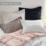 Long Faux Fur Comforter Mini Set, Grey