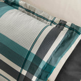 Teal/Black Plaid Comforter Set with Bed Sheets