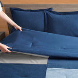 Corduroy Patchwork-Inspired Comforter Set, Blue
