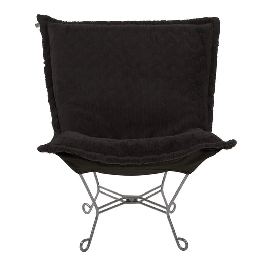 Scroll Puff Chair Angora Ebony