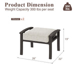 Durable Iron Patio Footstool with Cushions For Relaxation