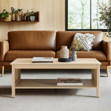Wholesale 2-Tier Rattan Sides Open Shelf Storage Coffee Table