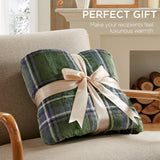 Plaid Velvety Shepra Heated Throw, Green