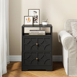 Large Nightstand with 2 Drawers, Side Table with Charging