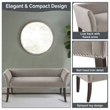 Flared Low Arm Low Back Accent Bench, Grey