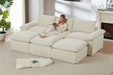 VELLO 111" 3-Seater Sofa with 3 Ottomans