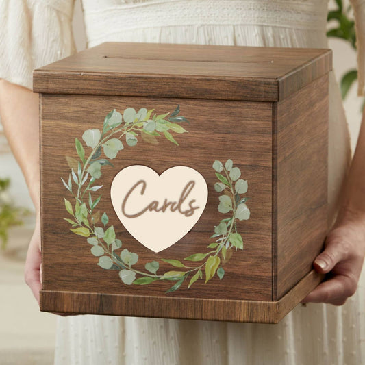 Rustic Brown Wood Wedding Card Box