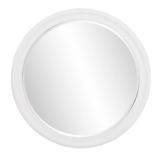 George Matte White Round Mirror
