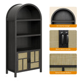 Arched Storage Cabinet with 2 Rattan Doors, 70''h