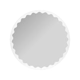Santosh Round Glossy White Scalloped Mirror