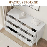 Wholesale Kiss the Water White Dresser Fluted 6 Drawer Dresser