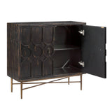 Distressed 2-Door Accent Chest Storage Cabinet, Black *