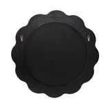 Kushi Round Scalloped Edge Mirror in Glossy Black