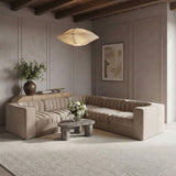 Rummi - Symmetrical Velvet Performance Fabric Upholstered 5 Piece Modular Sectional