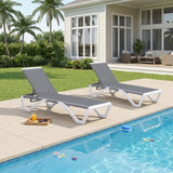 PURPLE LEAF Patio Chaise Lounge Chair Outdoor Plastic Textilene Sun Bathing Recliner Tanning Pool Lounger with 6 Adjustable Position for Outside Beach in-Pool Lawn Poolside