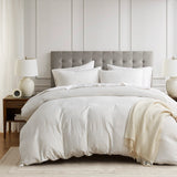 Waffle Weave Textured Duvet Cover Set, White