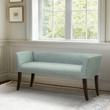 49.5" Low Back Flared Arms Upholstered Bench, Light Blue