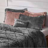 Crushed Velvet 4-Piece Comforter or Duvet Cover Set, Grey