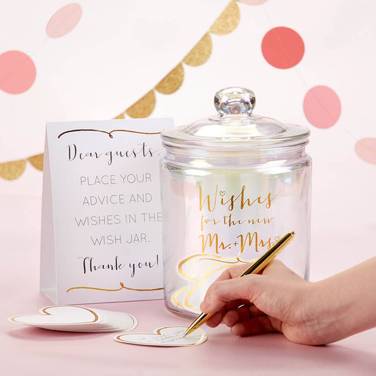 Iridescent Wedding Wish Jar with Heart Cards