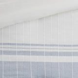 6 Piece Cotton Jacquard Oversized Comforter Set, White/Blue
