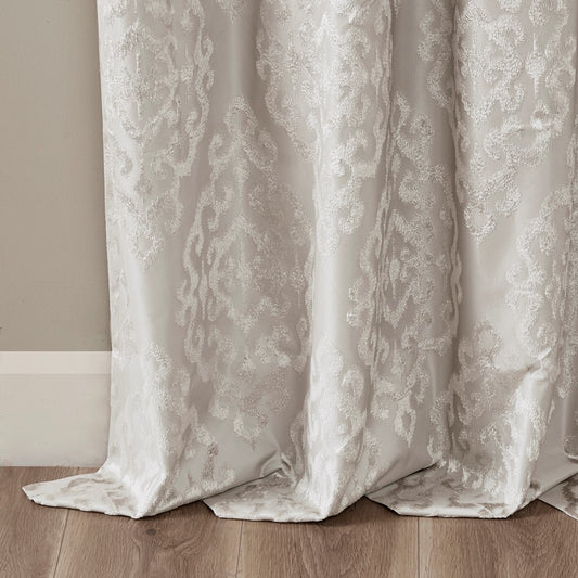Jacquard Damask (Max Blackout) Window Curtain, Light Grey