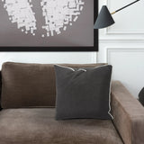 20 x 20 Outdoor Pillow with Dec Cord- Seascape Charcoal- Down Alternative Insert