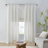 Linen Blend Light Filtering Curtain Panel Pair, White