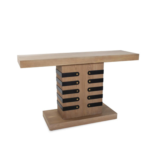 Robin Baron Leather Wrapped Console Table