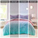 Ombre Shaggy Faux Fur Comforter Set Ombre, Purple