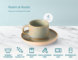 Kook Espresso Cup and Saucer Set of 4, Multicolor