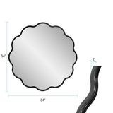 Kushi Round Scalloped Edge Mirror in Glossy Black