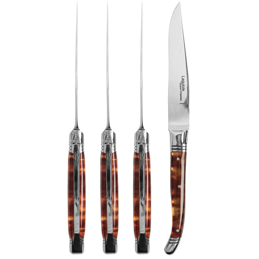 Goyon-Chazeau Set of 4 Tortoise Shell Laguiole Steak Knives
