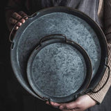 European Retro Metal Serving Plate With Handles