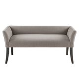 Flared Low Arm Low Back Accent Bench, Grey