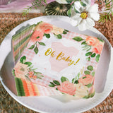 Pink Floral Baby Shower Onesie Tableware Set