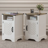 Nightstand with Charging Station Wooden Rustic 2 Count