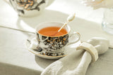 Grace Teaware Black Gold Peony Cup & Saucer, 7 oz