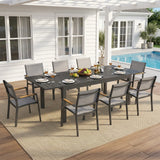 8-Person Aluminum Patio Dining Set, Extendable Table