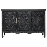 Sideboard Buffet Cabinet with 3 Carved Doors and Shelves